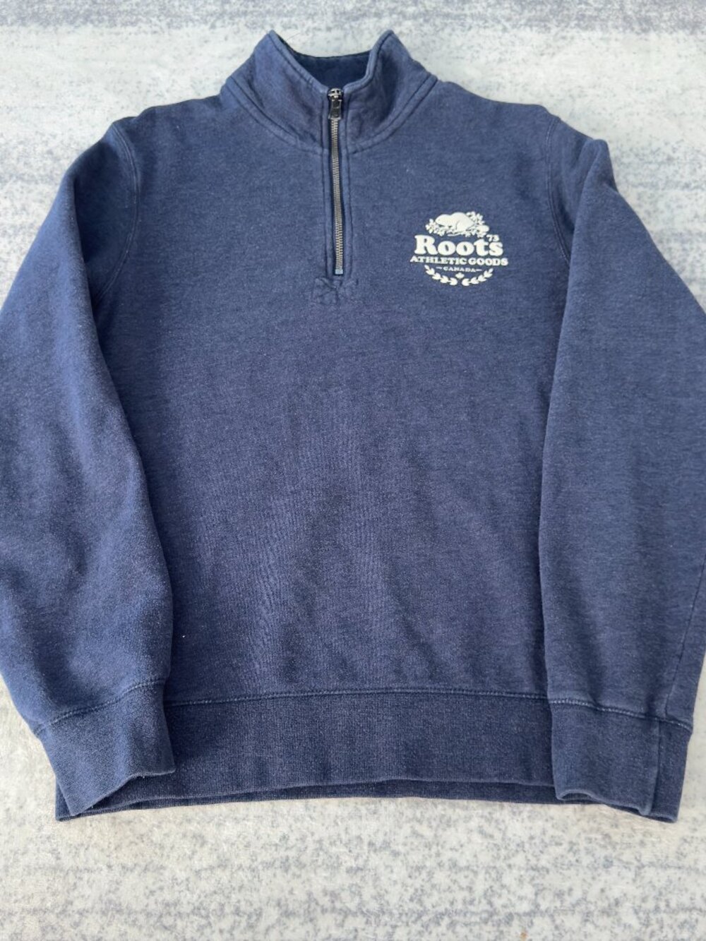 Roots Canada Athletic Goods Quarter-Zip Sweatshirt Navy Blue XS
